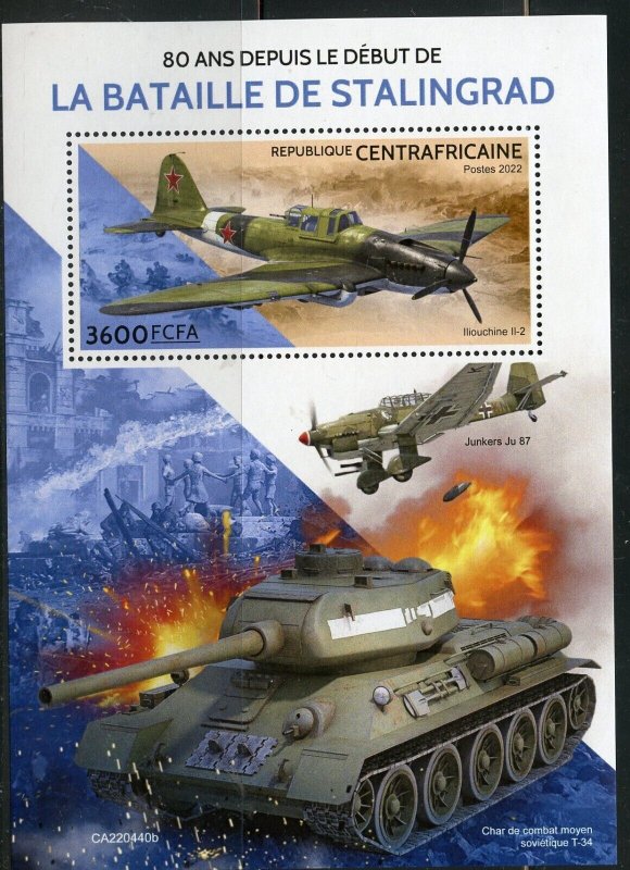 CENTRAL AFRICA 2022 80th ANNIVERSARY OF THE BATTLE OF STALINGRAD S/SHEET MINT NH