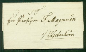 ICELAND 1824 folded pre-philatelic cover, BREIDABOLSTAD to Copenhagen, 2 certs