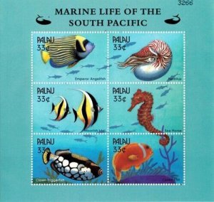 Palau 2000 - Marine Life Fish - Sheet of 6 Stamps - Scott #565 - MNH