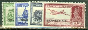 AB: India Chamba 76-7, 80-1 mint CV $75.50