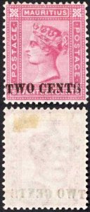 Mauritius SG119 2c on 17c Rose Fine M/M Cat 150 pounds