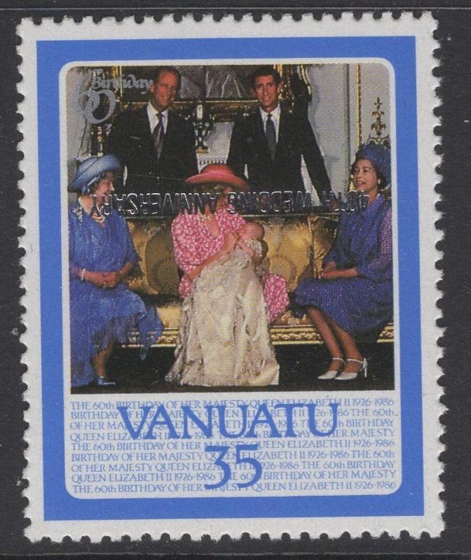 VANUATU SG488var 1987 35v ROYAL RUBY WEDDING OVERPRINT INVERTED MNH