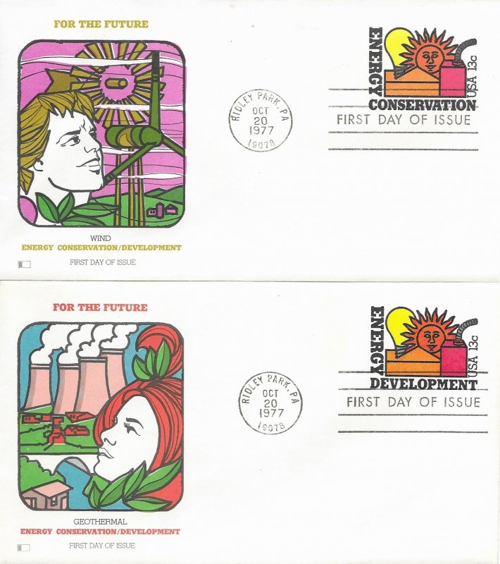 1977 FDC, #1723-1724, 13c Energy Conservation/Development, Fleetwood (4)