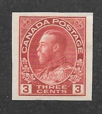 Canada  Scott 138 imperf. single Mint  H  Scott CV $17.50