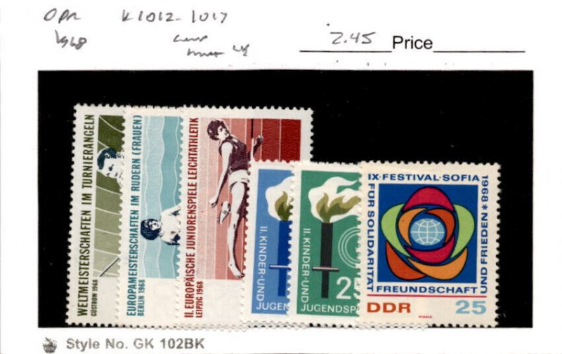 Germany - DDR, Postage Stamp, #1012-1017 Mint LH, 1968 Sports (AF)