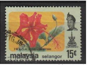 Malaysia Selangor 1979 Scott 139 used - 15c Flowers & Sultan