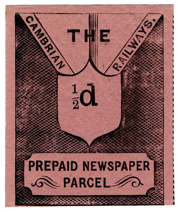 (I.B) Cambrian Railways : Prepaid Newspaper Parcel ½d (large format)