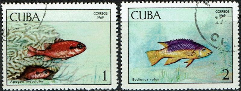 Cuba Scott 1414, 1415 (SW 1487-1488) Used/CTO (1969) Fish