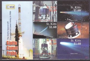 St. Kitts, Scott cat. 666 a-f. Space, Gotto Comet Probe, sheet of 6. ^