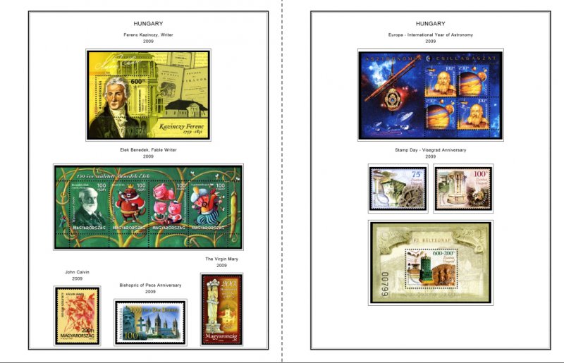 COLOR PRINTED HUNGARY 2000-2010 STAMP ALBUM PAGES (101 illustrated pages)