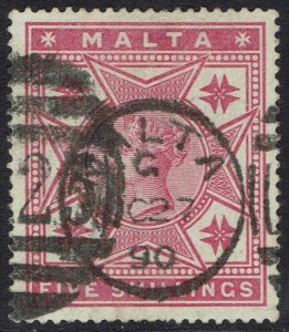 MALTA 1886 QV 5/- USED