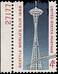 U.S. Scott # 1196  1962 4c red & dp bl  Space Needle & Monorail  mint-nh- vf