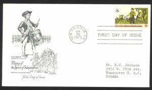 USA Sc# 1479 (Artmaster) FDC single (a) (New Orleans, LA) 1973 9.28 Drummer