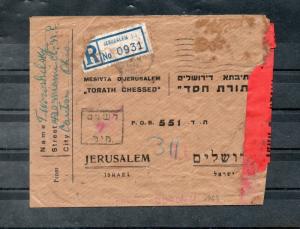 Israel 1st Postage Due Forced Registration Top of Pile Cover, #J4 With Tab!!