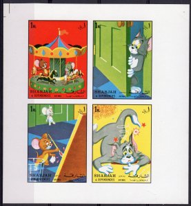 Sharjah 1972 DISNEY CHARACTERS Sheetlet (4) IMPERFORATED MNH