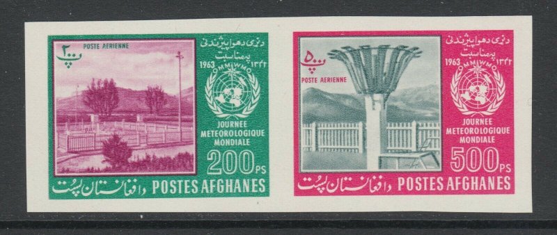 Afghanistan Sc C47, C50 MNH. 1963 Meteorological Day, imperf se-tenant pair, VF