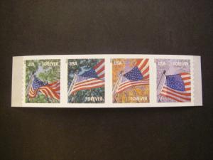 Scott 4770-3 or 4773a, Forever Flag for All Seasons, coil strip of 4, MNH Beauty