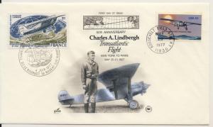 1710 FDC  Lindbergh's Spirit of St. Louis combo French stamp