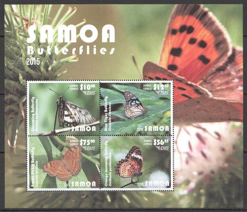 Sk2 2015 Samoa ! Sale Butterflies !!! Michel 120 Euro 1Kb Mnh