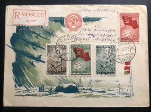 1938 Moscow RUSSIA USSR First Day Cover FDC to Vienna Austria Sc#625-8 Airplane