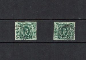 Jamaica: 1938 - 1950 King George VI  definitive, 10/- Both perforation good used