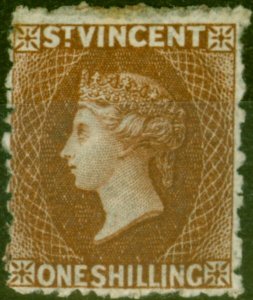 St Vincent 1869 1s Brown SG14 Fine Mtd Mint
