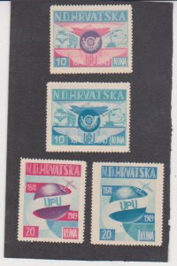 Croatia 4 Diff. Government in Exile 1949 10-20 KUNA UPU 75th Anniversary Stamps 