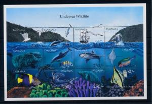 [47927] Tanzania 1999 Marine life Fish Shark Whale MNH Sheet