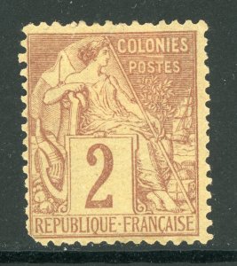 France Colonies 1881 Peace & Commerce 2¢ Brown Sc# 47 Mint D667