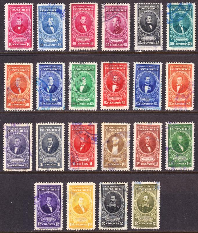 Costa Rica Scott C81-91A  complete set  F to VF used.