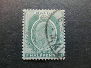 A4P27F21 Malta 1904-14 WMK Mult Crown CA 1/2d Used-