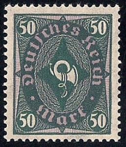 Germany #184  50 M Post Horns, Dark Gr. & Vio, Mint OG NH XF