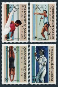 Dominica 822-825,826,MNH. Olympics Los Angeles-1984.Gymnastics,Javelin,Fencing,