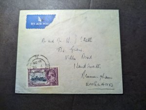 1935 British Singapore Straits Settlements Airmail Cover to Birmingham England