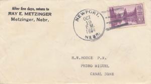 United States Nebraskaport 1934 4c-bar  3c Mt. Rainier National Park to Canal...