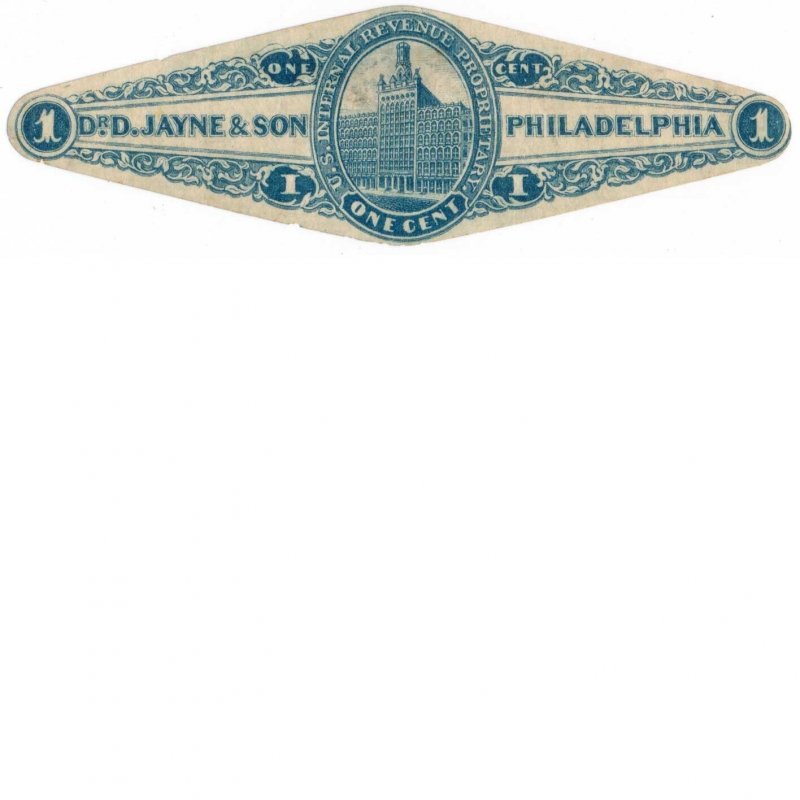 1863 U.S.A. Internal Revenue 1c RS147d Dr. D. Jayne & Son, Philadelphia, Blue