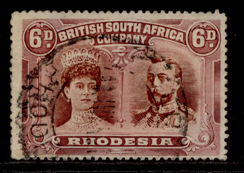 RHODESIA SG176, 6d brown and mauve, FINE USED. Cat £60.