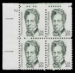 PCBstamps   US #1861 PB  80c(4x20c)Thomas Gallaudet, (#2), MNH, (PB-4)