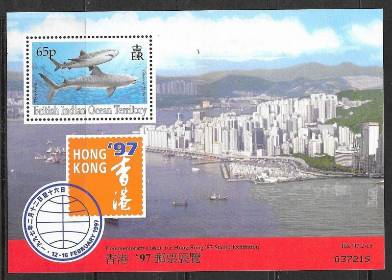 BRITISH INDIAN OCEAN TERRITORY Sc 159a-160a NH ISSUE OF 1994 - SHARKS - HK EXPO 
