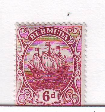 Bermuda Sc 47 1924 6d claret Caravel stamp mint