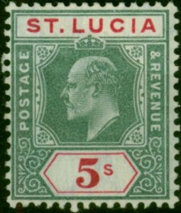 St Lucia 1905 5s Green & Carmine SG76 Fine LMM