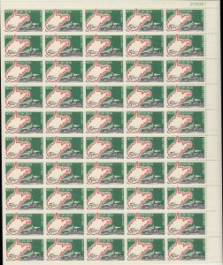 West Virginia Centennial Sheet of Fifty 5 Cent Postage Stamps Scott 1232