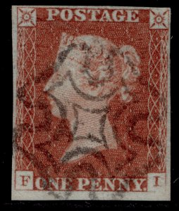 GB QV SG8, 1d red-brown BLACK MX PLATE 26, FINE USED. Cat £65. FI