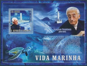 Sao Tome & Principe 2007 MNH Jacques Coustea Stamps Marine Life Diving 1v S/S