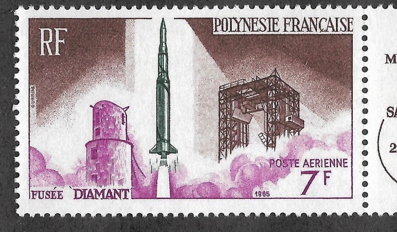Doyle's_Stamps: MNH 1966 French Polynesian Airmail Pair w/Label, Scott #C46a**