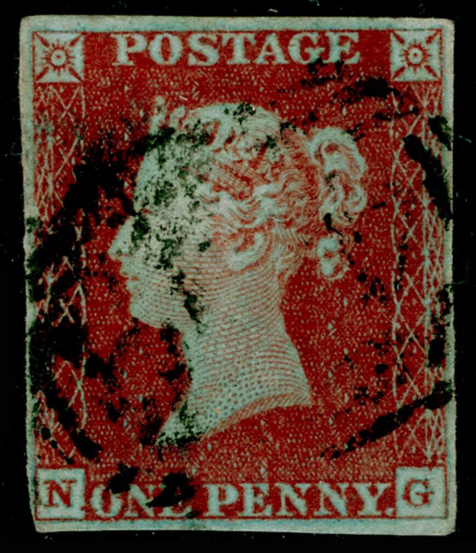 SG8, 1d red-brown PLATE 42, USED. Cat £50. NG