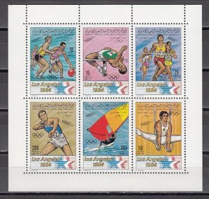 Libya, Scott cat. 1111-1116. L.A. Olympics sheet of 6. ^