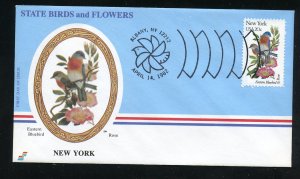 US 1984 State: New York Bluebird Rose UA Spectrum cachet FDC