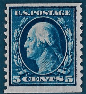 US 1914 Sc #447 F/VF HR light pencil on gum, paper inclusion @ UL Cat Val $45.00