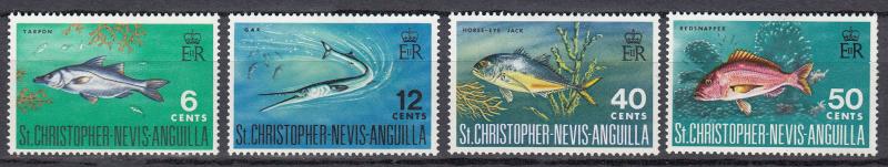 St. Kitts-Nevis - 1969 Fish Sc# 195/198 - MH (681)